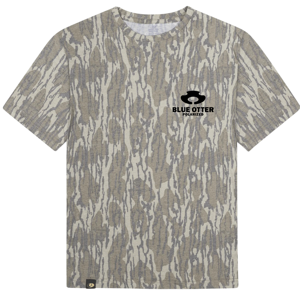Blue Otter Mossy Oak Bottomland Camo Logo Tee