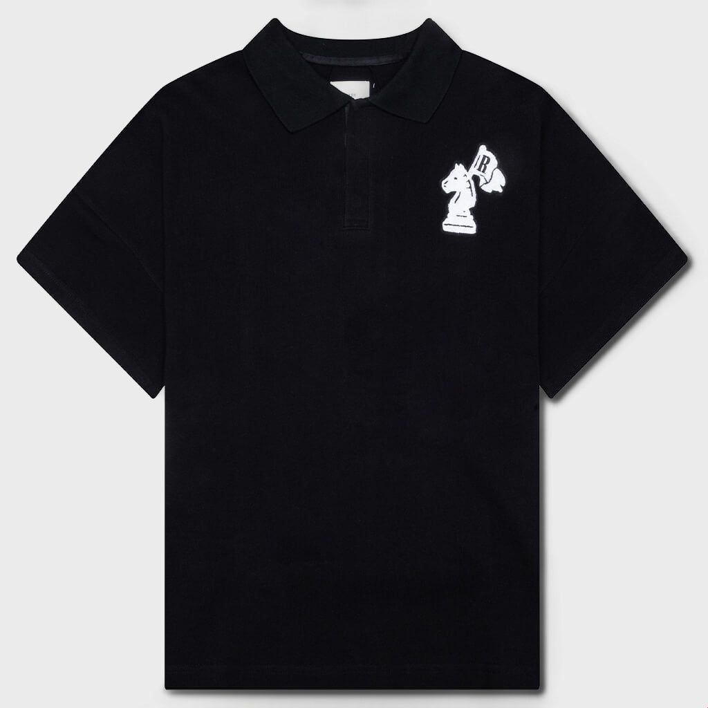 Rhude Men's Pique Boxy Polo Shirt Black