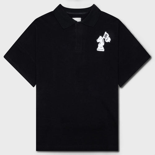 Rhude Men's Pique Boxy Polo Shirt Black