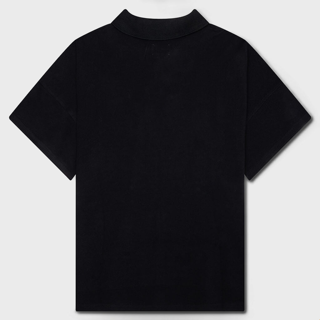 Rhude Men's Pique Boxy Polo Shirt Black